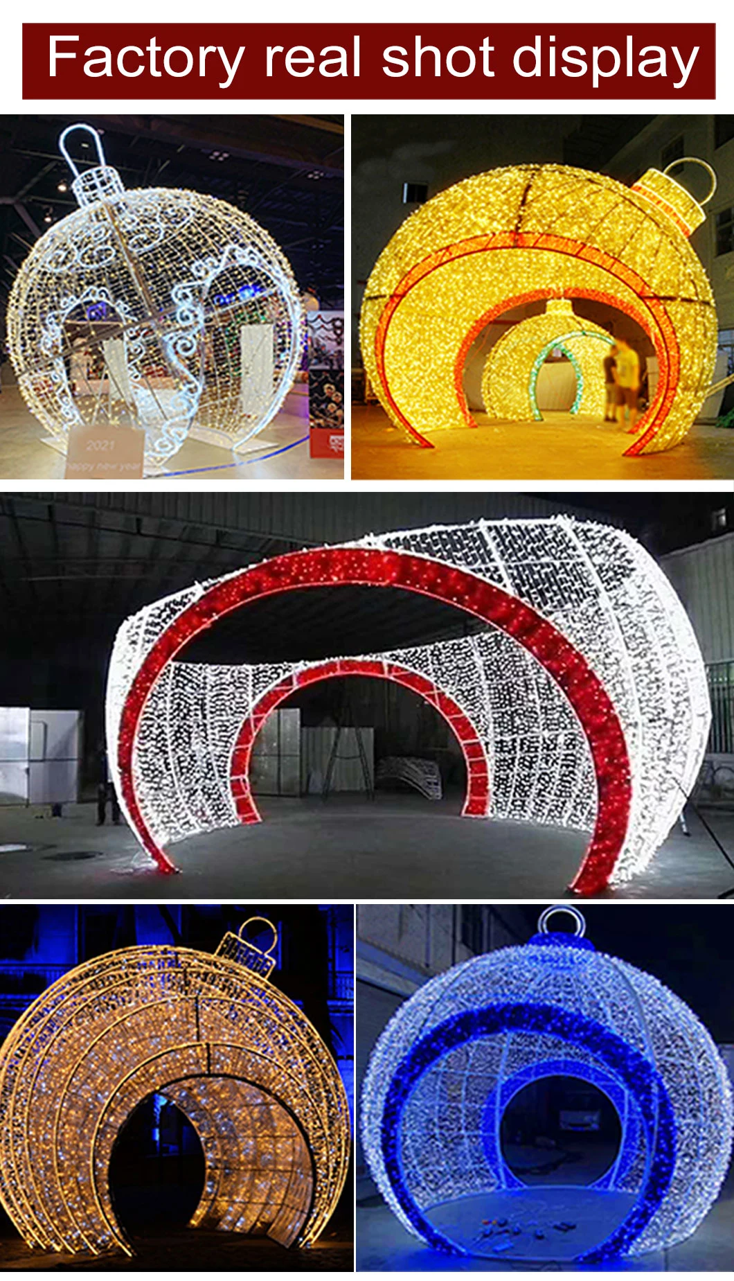 Giant Brand New Outdoor Lighting Golden LED Ball Motif Light