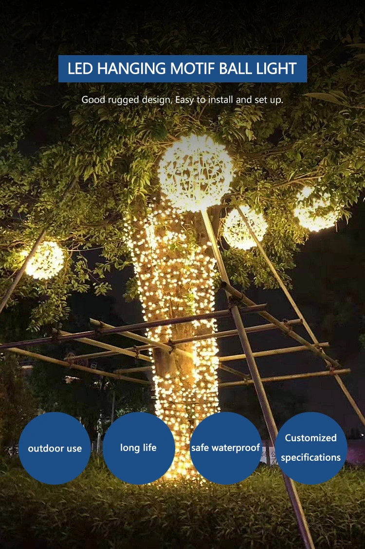 New Styles Ball Binding Lamp LED Splittable Plastic Hanging Ball Lamp Light for Christmas Outdoor Tree Decoration Small Hanging Christmas Ball Motif Lights