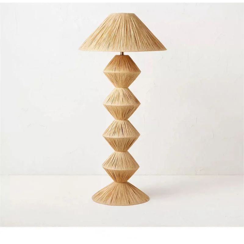 Ambient Floor Lamp Living Room Study B&B Bedroom Zen Tea Room Lamp Japanese Wabi-Sabi Style Raffia Standing Light