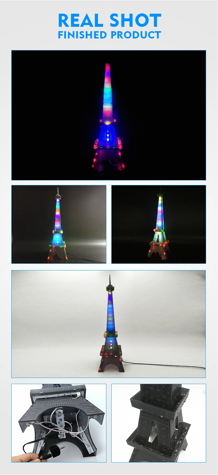 Paris Iron Light Cube Kit Eiffel Tower Colorful LED Electronic Components Welding DIY Production Pieces