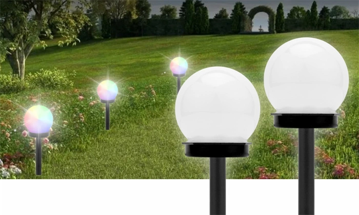 Outdoor Solar LED Garden Light Plastic Round White Globe Ball Solar Lawn LED Light Solar Stick LED Light