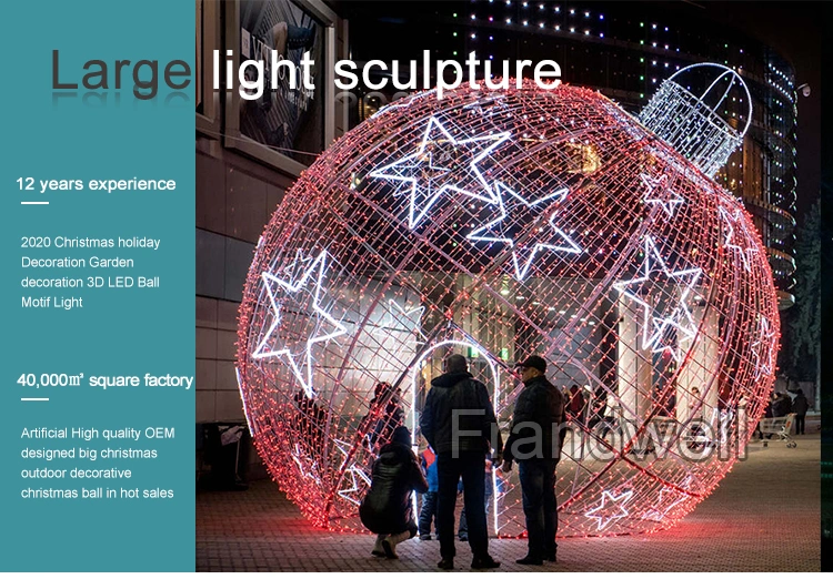 Support Custom 3D Outdoor Street Christmas Light RGB Light up Dynamic Ball Light with Stars