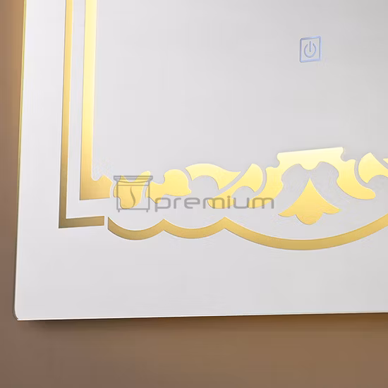 Meuble de salle de bain de type mural sans peinture en PVC avec lavabo en céramique en pierre artificielle noire et miroir à LED