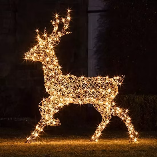 3D grand 3 pièces Plug-in LED éclairé vacances cadre décoratif cerf famille Motif lumière intérieur extérieur boule de noël décor lumière